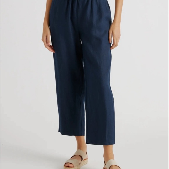 Quince European Linen Pants Dark Blue - Picture 3 of 4
